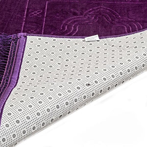 Lux Velvet Plush Purple Prayer Mat | Turkish Prayer Mats | Carpet | Wedding Gift | Anniversary Gift | Prayer Rug | Dowries | Janamaz