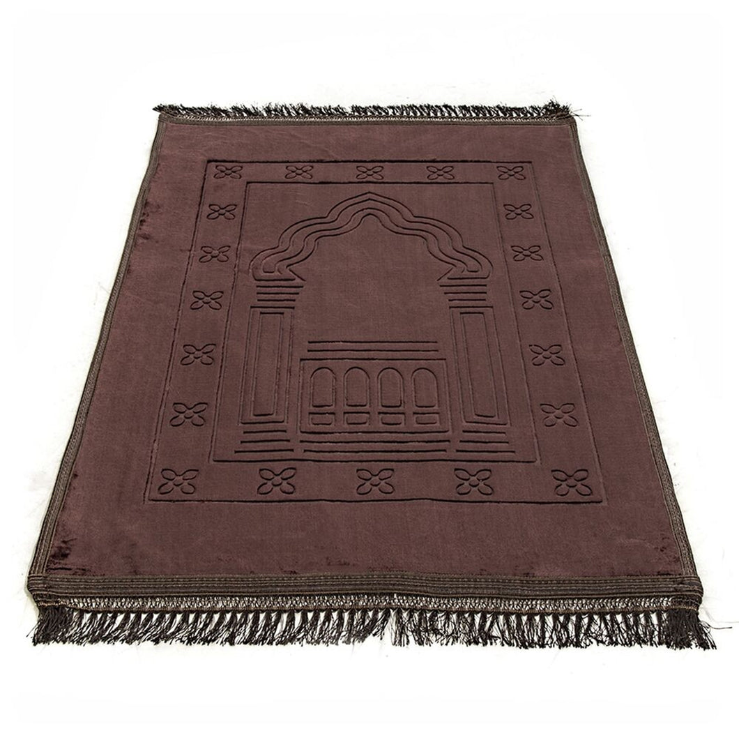 Lux Velvet Plush Dark Brown Prayer Mat | Turkish Prayer Mats | Carpet | Wedding Gift | Anniversary Gift | Prayer Rug | Dowries | Janamaz