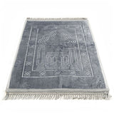 Lux Velvet Plush Gray Prayer Mat | Turkish Prayer Mats | Carpet | Wedding Gift | Anniversary Gift | Prayer Rug | Dowries | Janamaz