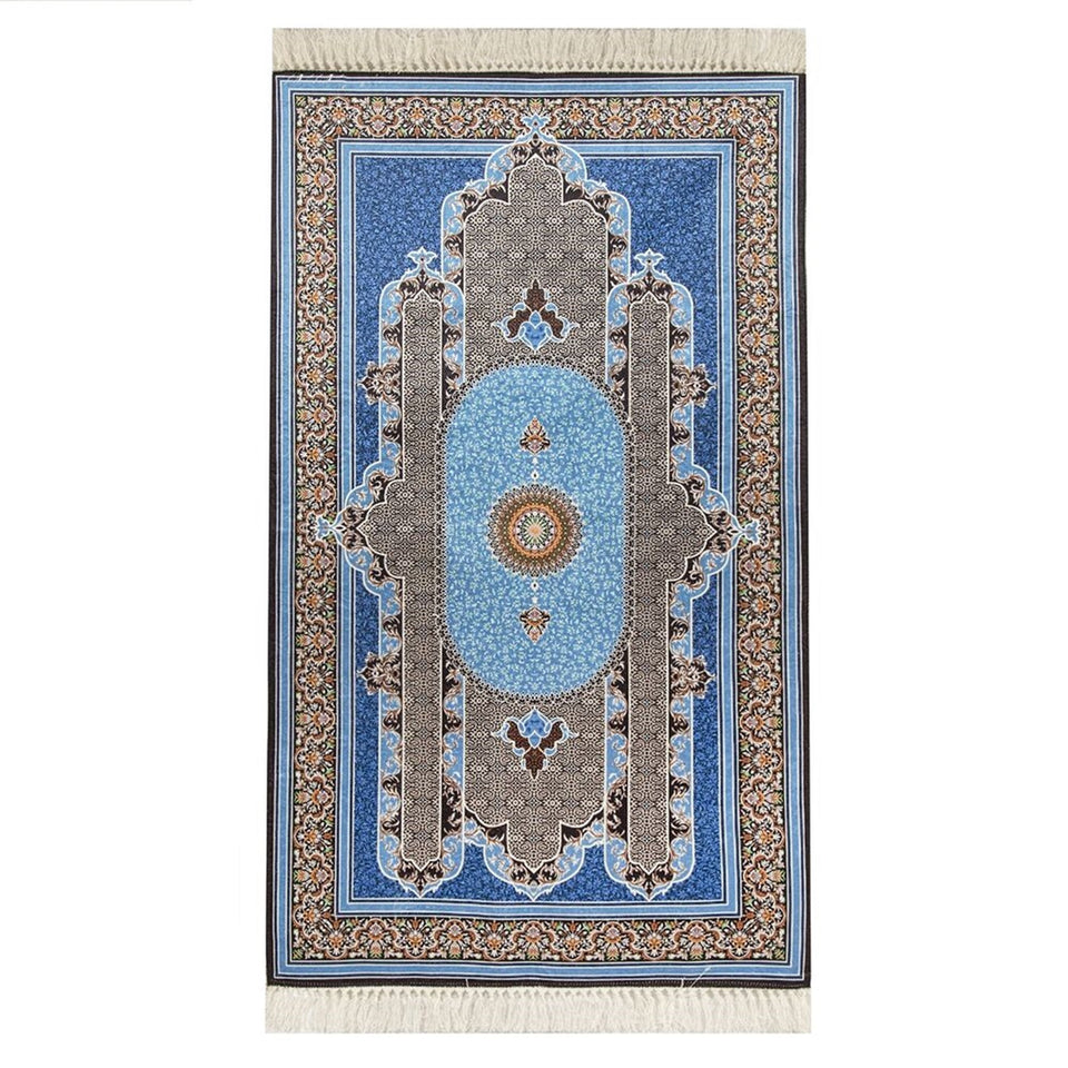 Navy Blue Authentic Prayer Mat | Chenille Sajjada | Lux Musallah | Prayer Rug | Janamaz MVD67