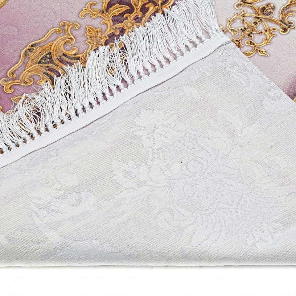 Azra Golden Pink Palace Prayer Mat, Prayer Mat with Tasbeeh, Prayer Rug, Bohemian Rug, Turkish Rug, Islamic Gift