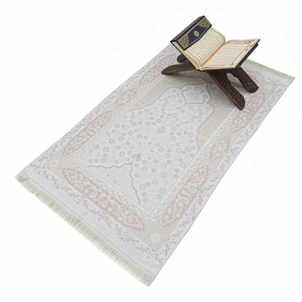 Pink Silvery Tinsel Islamic Prayer Rug, Portable Sejadah, Travel Prayer Rug, Salat, Musallah, Sejadah, Janamaz