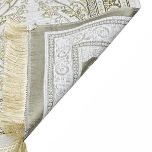 Cream Lux Chenille Personalized Prayer Mat for Kids, Islamic Prayer Rug for Children, Educational Prayer Mat, Muslim Child, First Prayer Rug