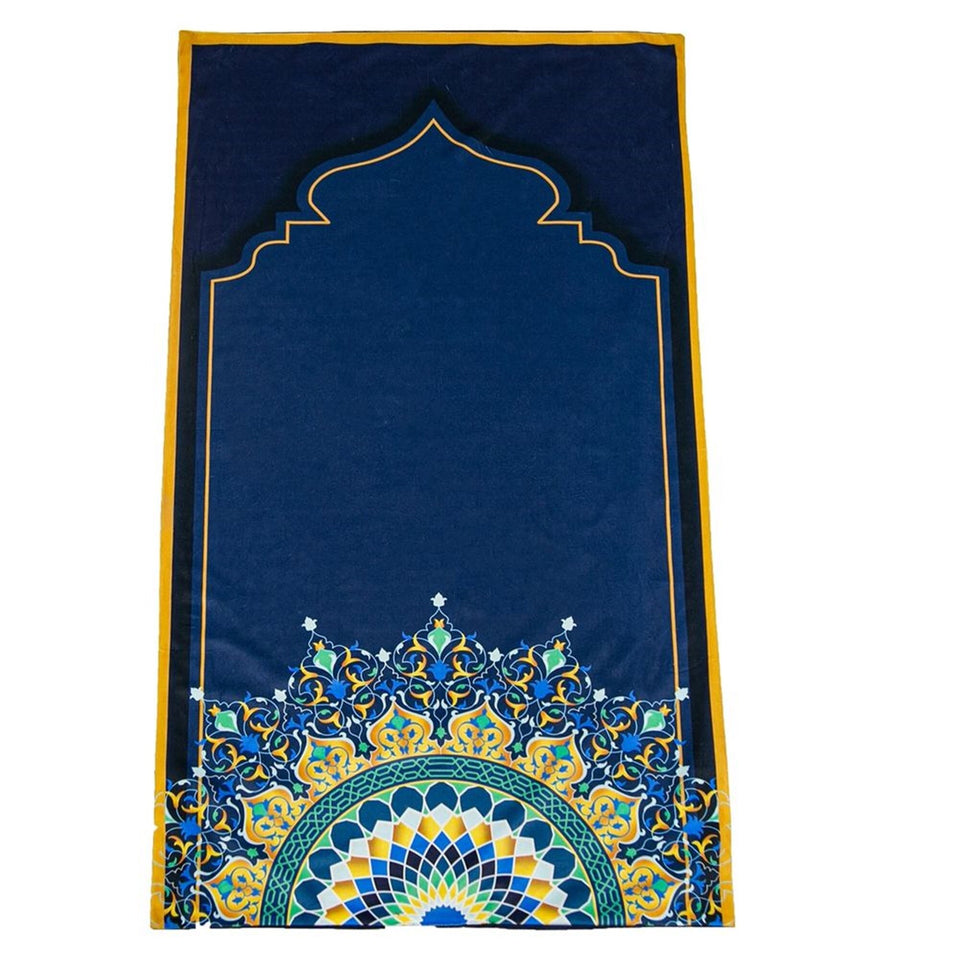 Navy Blue Delux Special Prayer Mat Set Gift | Quran | Sajadah | Pillowcase | Islamic Gift | Personalized Gift | Tasbeeh Sejadah Set
