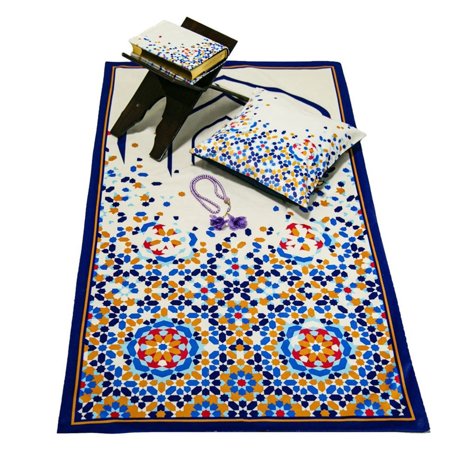Colorful Delux Special Prayer Mat Set Gift | Quran | Sajadah | Pillowcase | Islamic Gift | Personalized Gift | Tasbeeh Sejadah Set
