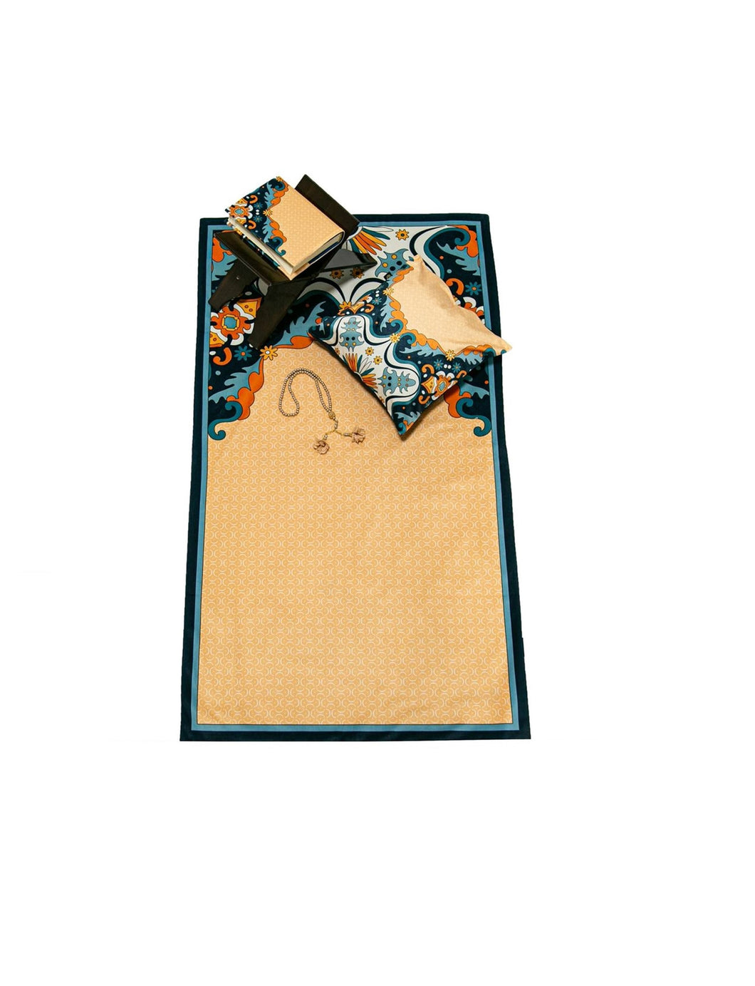 Mandarin Blue Delux Special Prayer Mat Set Gift | Quran | Sajadah | Pillowcase | Islamic Gift | Personalized Gift | Tasbeeh Sejadah Set