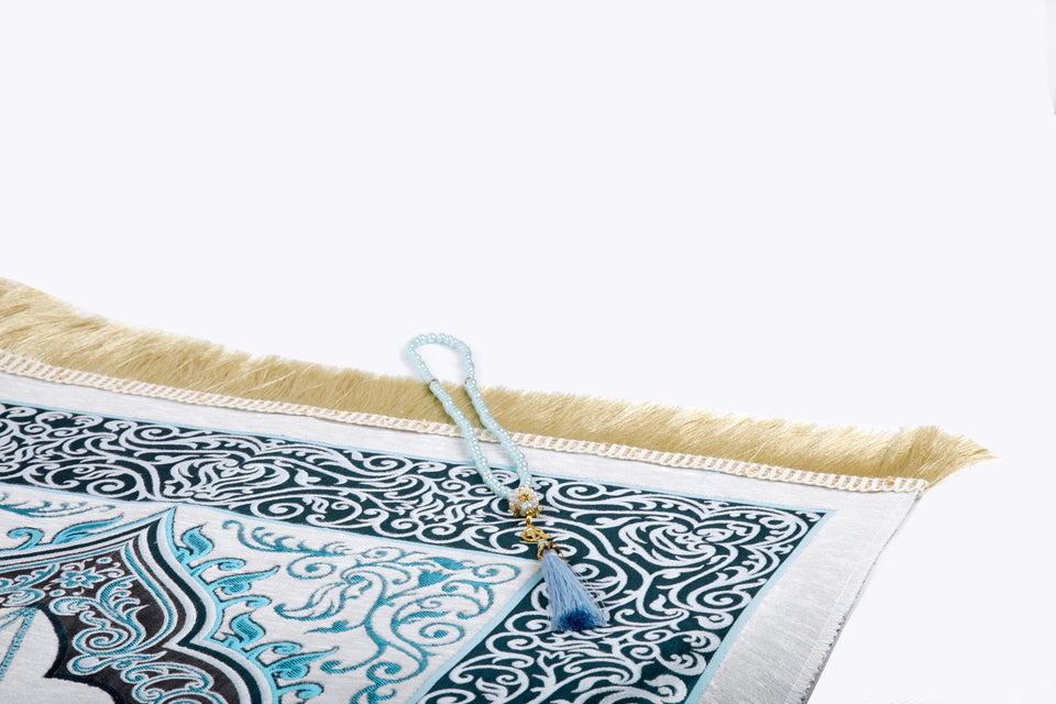 Turquoise Palace Prayer Mat, Prayer Mat with Tasbeeh, Prayer Rug, Bohemian Rug, Turkish Rug, Islamic Gift YSLM76