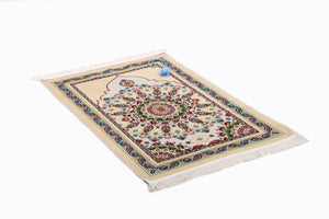Beige Circle Of Flowers Prayer Mat, Prayer Mat with Tasbeeh, Prayer Rug, Muslim Janamaz, Bohemian Rug, Turkish Rug, Islamic Gift YSLM79