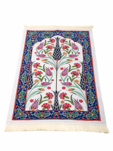 Blue New Ottoman Tiles Prayer Mat, Prayer Mat with Tasbeeh, Prayer Rug, Bohemian Rug, Turkish Rug, Islamic Gift YSLM73