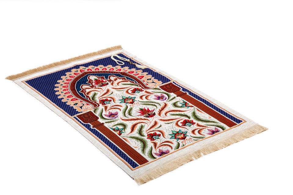 Mihrab Flowers Carpet Prayer Mat, Prayer Mat with Tasbeeh, Prayer Rug, Muslim Janamaz, Sajjada, Turkish Rug, Islamic Gift YSLM50