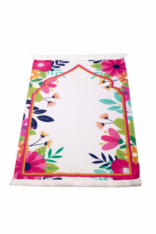 Personalized Prayer Mat for Kids, Riot of Flowers Islamic Praying Rug for Children, Educational Prayer Mat, Janamaz Muslim Child,