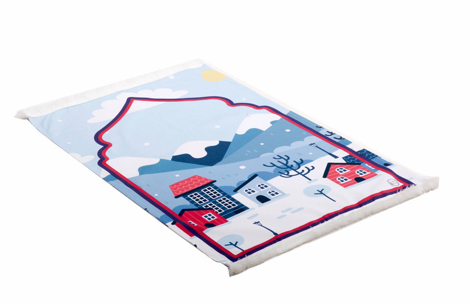 Personalized Prayer Mat for Kids, Snow Village Islamic Praying Rug for Children, Educational Prayer Mat, Muslim Child, My First Prayer Mat