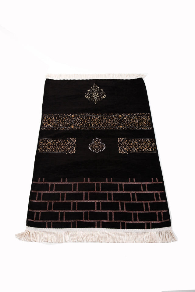 Black Kaaba Curtain Kiswah Sejadah, Prayer Mat, Prayer Rug, Muslim Gifts for Women, Personalized Gift, Eid Gifts, Islamic Home Decor