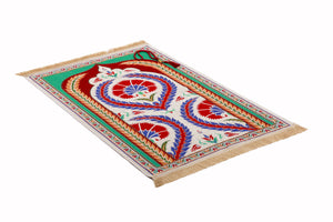 Ottoman Clovers Prayer Mat, Prayer Mat with Tasbeeh, Prayer Rug, Bohemian Rug, Turkish Rug, Islamic Gift YSLM77 - islamicbazaar