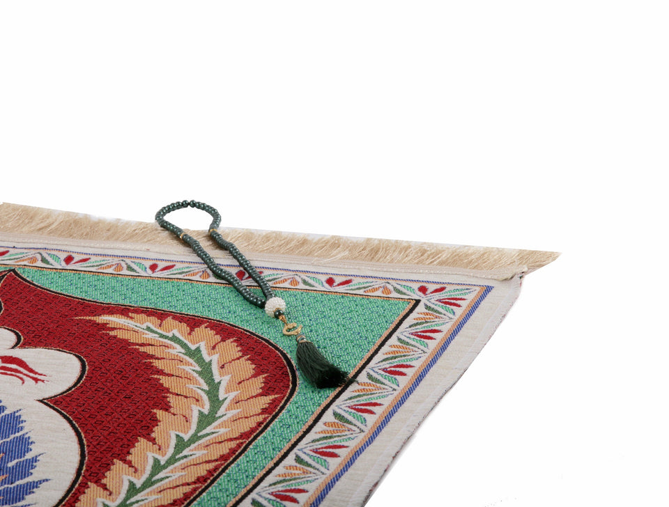 Ottoman Clovers Prayer Mat, Prayer Mat with Tasbeeh, Prayer Rug, Bohemian Rug, Turkish Rug, Islamic Gift YSLM77 - islamicbazaar