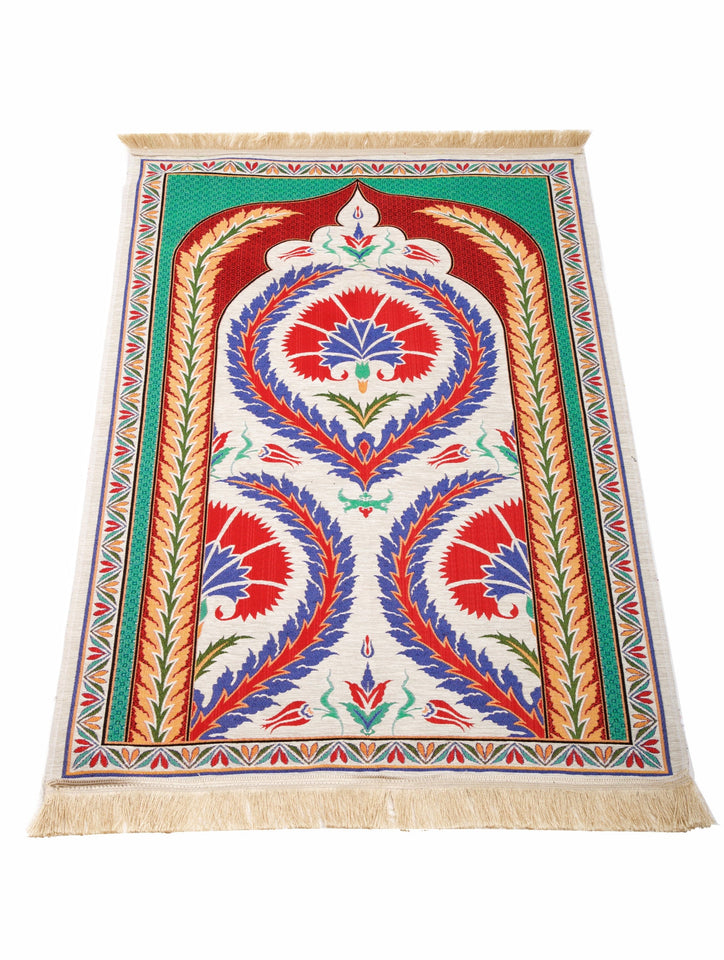 Ottoman Clovers Prayer Mat, Prayer Mat with Tasbeeh, Prayer Rug, Bohemian Rug, Turkish Rug, Islamic Gift YSLM77 - islamicbazaar