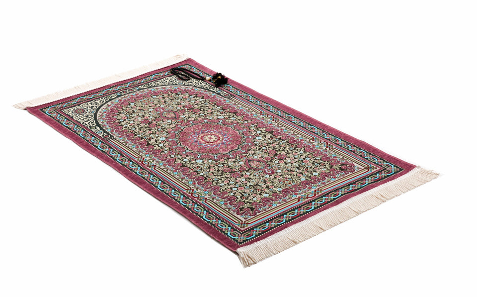 Pink Flower Bouquet Prayer Mat, Prayer Mat with Tasbeeh, Prayer Rug, Mat Namaz Salat, Sajadah Cantik , Islamic Gifts YSLM65