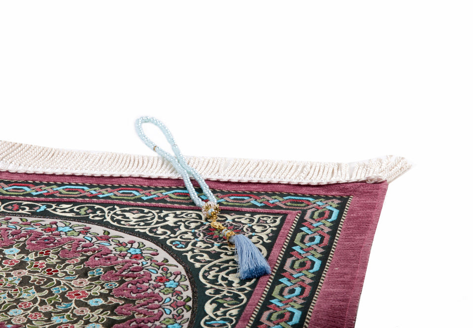Pink Flower Bouquet Prayer Mat, Prayer Mat with Tasbeeh, Prayer Rug, Mat Namaz Salat, Sajadah Cantik , Islamic Gifts YSLM65