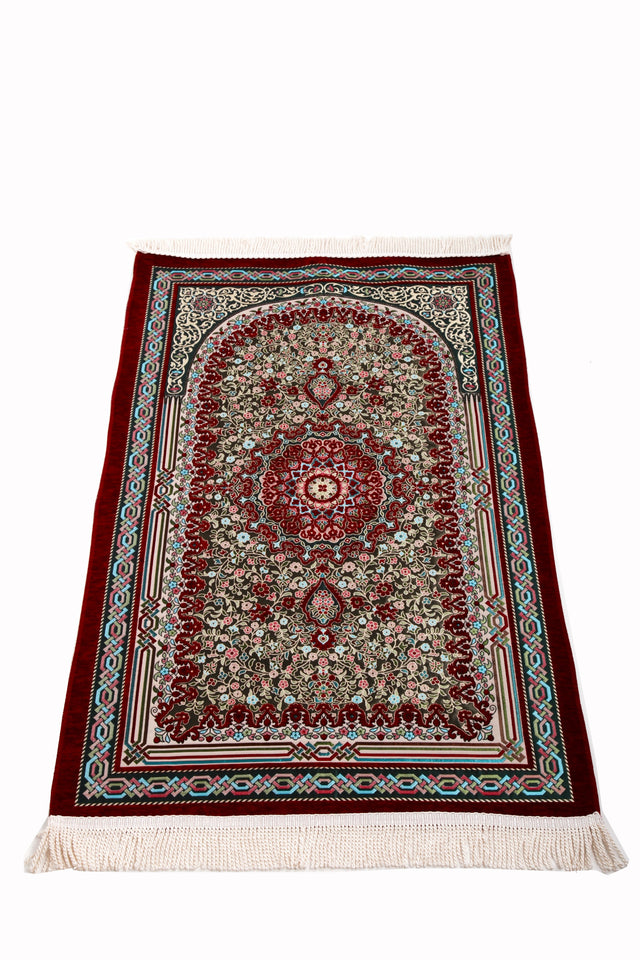 Red Flower Bouquet Prayer Mat, Prayer Mat with Tasbeeh, Prayer Rug, Mat Namaz Salat, Sajadah Cantik , Islamic Gifts YSLM63