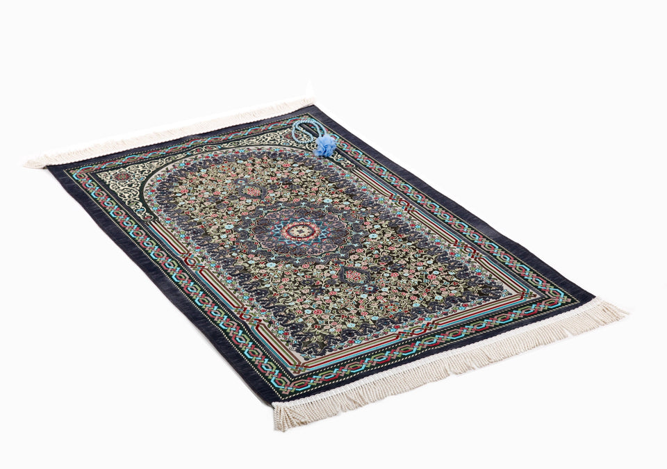 Gray Flower Bouquet Prayer Mat, Prayer Mat with Tasbeeh, Prayer Rug, Mat Namaz Salat, Sajadah Cantik , Islamic Gifts YSLM64
