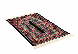 Black Bohemian Prayer Mat, Prayer Mat with Tasbeeh, Prayer Rug, Boho Rug, Turkish Rug, Islamic Gift YSLM11