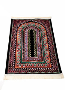 Black Bohemian Prayer Mat, Prayer Mat with Tasbeeh, Prayer Rug, Boho Rug, Turkish Rug, Islamic Gift YSLM11