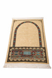 Framed Ethnic Beige Sejadah, Rawdah Inspired Lux Prayer Mat,  Prophet's Mosque Prayer Rug, Alrawda Janamaz, Rawda, Unique Islamic Gift