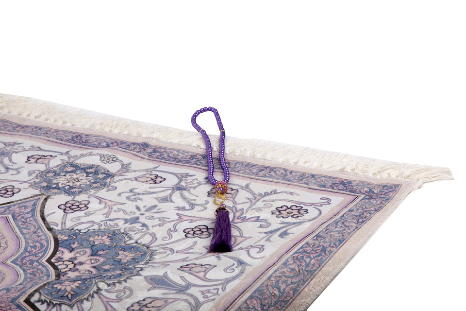 Lilac Azraah Cotton Prayer Mat | Chenille Sajjada | Lux Musallah | Prayer Rug | Janamaz MVD73