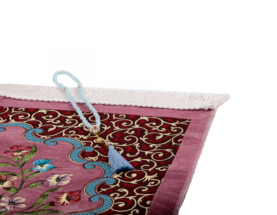 Pink Garden Of Hagia Sophia Prayer Mat, Prayer Mat with Tasbeeh, Prayer Rug, Muslim Janamaz, Sajjada, Turkish Rug, Islamic Gift YSLM45