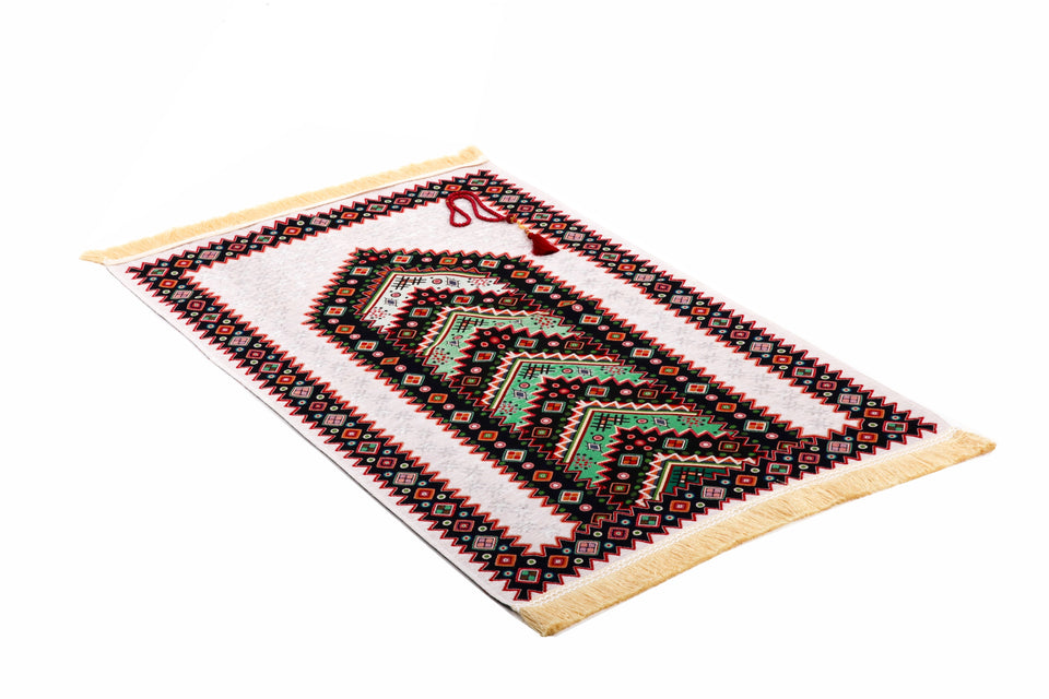 Geometric Minaret Prayer Mat, Prayer Mat with Tasbeeh, Prayer Rug, Muslim Janamaz, Sajjada, Turkish Rug, Islamic Gift YSLM47