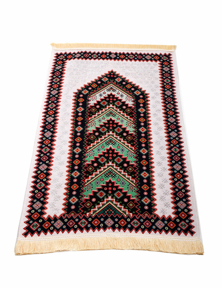 Geometric Minaret Prayer Mat, Prayer Mat with Tasbeeh, Prayer Rug, Muslim Janamaz, Sajjada, Turkish Rug, Islamic Gift YSLM47
