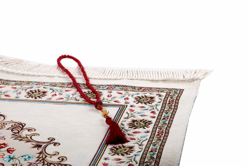 Oriental Design Prayer Mat, Prayer Mat with Tasbeeh, Prayer Rug, Muslim Janamaz, Musallah, Islamic Gift YSLM48 - islamicbazaar