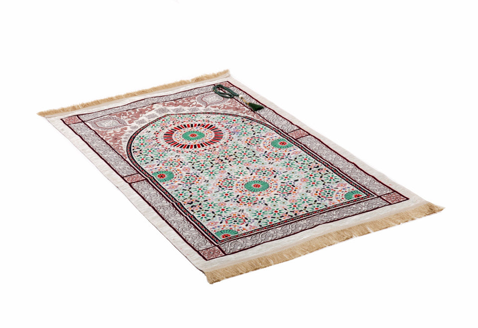 Pink Geometric Fantasy Prayer Mat, Prayer Mat with Tasbeeh, Prayer Rug, Bohemian Rug, Turkish Rug, Islamic Gift YSLM75