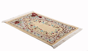 Beige Palestine Flowers Prayer Mat, Prayer Mat with Tasbeeh, Prayer Rug, Muslim Janamaz, Sajjada, Turkish Rug, Islamic Gift YSLM34