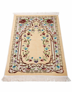 Beige Palestine Flowers Prayer Mat, Prayer Mat with Tasbeeh, Prayer Rug, Muslim Janamaz, Sajjada, Turkish Rug, Islamic Gift YSLM34