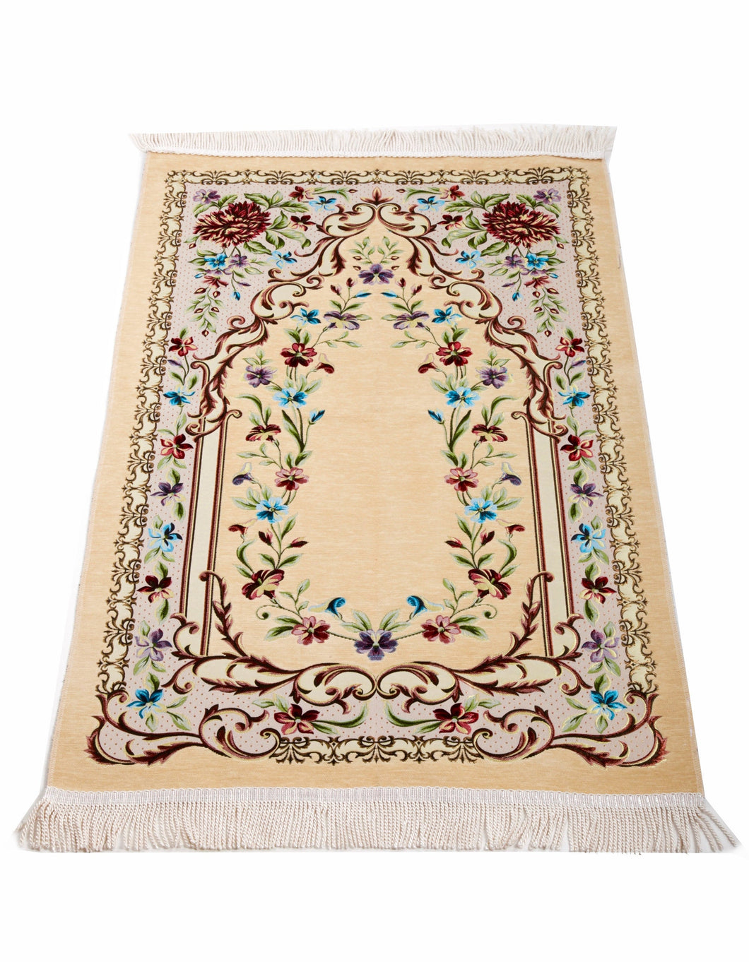 Beige Palestine Flowers Prayer Mat, Prayer Mat with Tasbeeh, Prayer Rug, Muslim Janamaz, Sajjada, Turkish Rug, Islamic Gift YSLM34