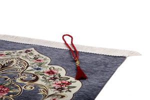 Blue Golden Frame Prayer Mat, Prayer Mat with Tasbeeh, Prayer Rug, Muslim Janamaz, Sajadah Cantik , Islamic Gifts