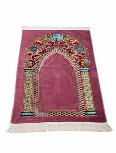 Pink Flower Gate Prayer Mat, Prayer Mat with Tasbeeh, Prayer Rug, Muslim Janamaz, Sajadah Cantik , Islamic Gifts