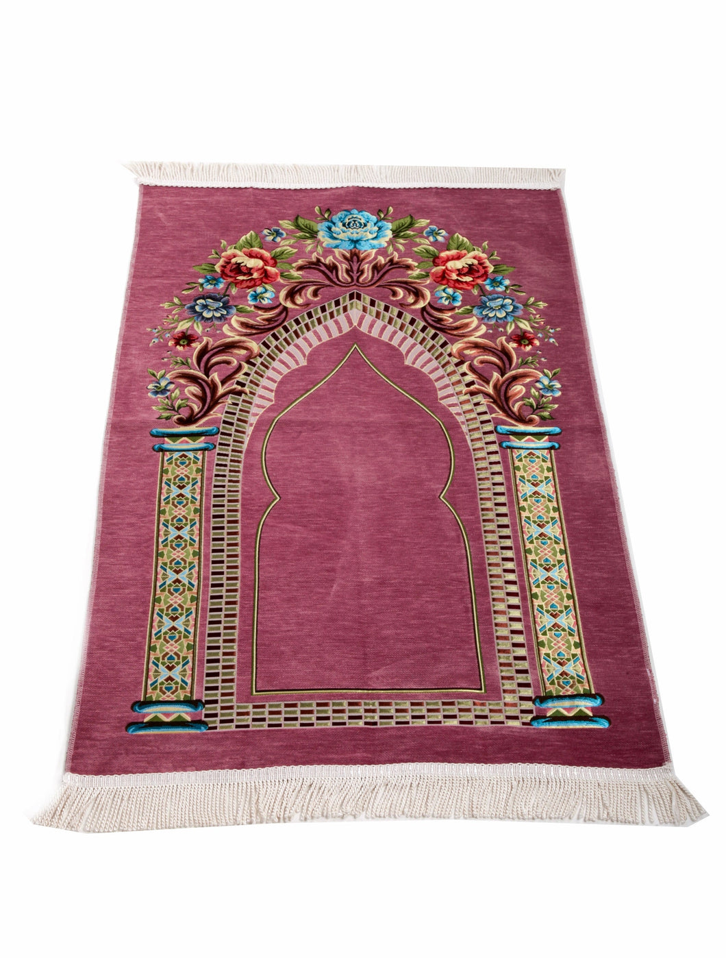 Pink Flower Gate Prayer Mat, Prayer Mat with Tasbeeh, Prayer Rug, Muslim Janamaz, Sajadah Cantik , Islamic Gifts