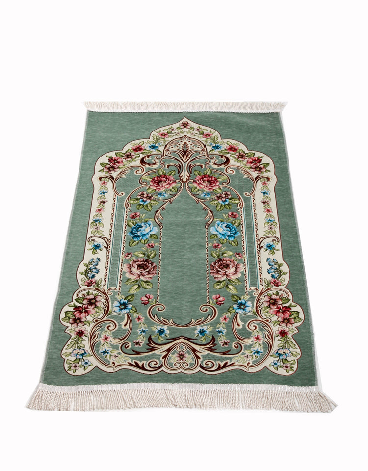 Golden Frame Prayer Mats, Prayer Mat with Tasbeeh, Prayer Rug, Muslim Janamaz, Sajadah Cantik , Islamic Gifts