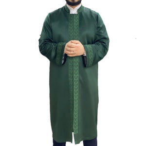 Green Acquittal Mens Prayer Jubbah, Traditional Anatolian Thobe, Elegant Mens Wear Kurta, Muslim Mens Clothing Plain Disdash Thawb Galabiyya