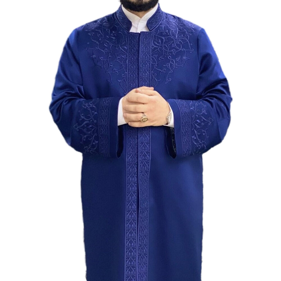 Blue Ajyad Fortress Mens Prayer Jubbah, Traditional Anatolian Thobe, Elegant Mens Wear Kurta, Muslim Mens Clothing Plain Disdash, Thawb