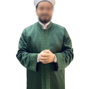 Green Acquittal Mens Prayer Jubbah, Traditional Anatolian Thobe, Elegant Mens Wear Kurta, Muslim Mens Clothing Plain Disdash Thawb Galabiyya