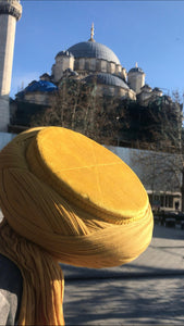 Saladin Yellow Imamah, Unique Islamic Art, Salah ad Din Imam Pagri Imama, Muslim Hat, Sunnah Cap, Prayer Hat, Islamic Gift