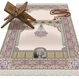 Flower Chandelier Soft Padded Prayer Rug | Cotton Layer Janamaz | Anti Slip Backing Bamboo Cotton Prayer Mat | Islamic Gifts
