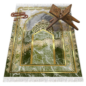 Mihrab of Ulu Mosque Soft Padded Prayer Rug | Cotton Layer Janamaz | Anti Slip Backing Bamboo Cotton Prayer Mat | Islamic Gifts