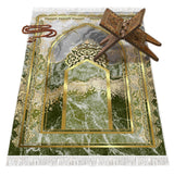 Mihrab of Ulu Mosque Soft Padded Prayer Rug | Cotton Layer Janamaz | Anti Slip Backing Bamboo Cotton Prayer Mat | Islamic Gifts