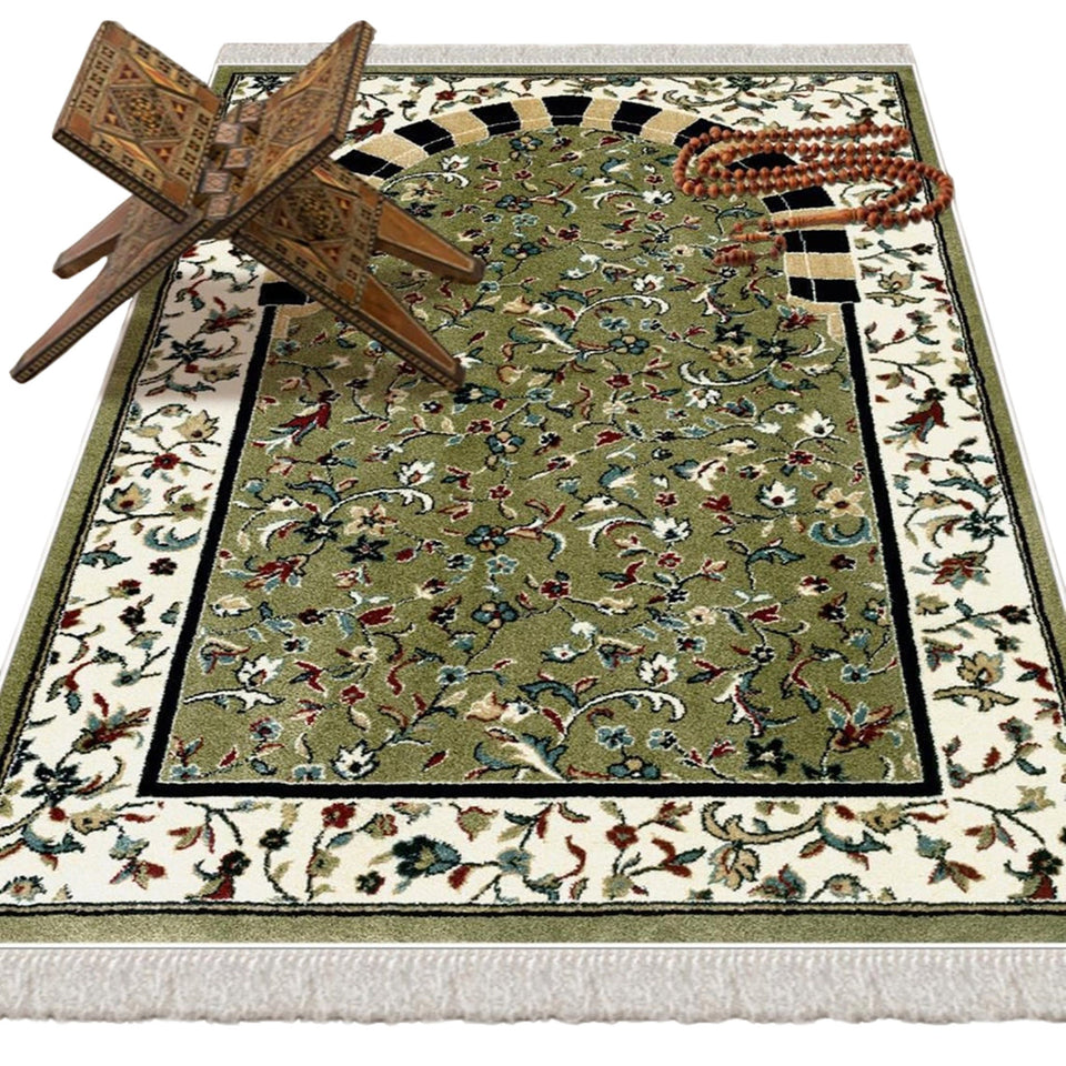 Almunawara Rawda Soft Padded Prayer Rug, Cotton Bottom Layer Janamaz, Masjid an Nabawi Soft Prayer Rug, Rawdah Sajdah Musalla