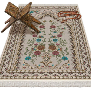 Wedding Bouquet Soft Padded Prayer Rug | Cotton Layer Janamaz | Anti Slip Backing Bamboo Cotton Prayer Mat | Islamic Gifts