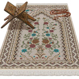 Wedding Bouquet Soft Padded Prayer Rug | Cotton Layer Janamaz | Anti Slip Backing Bamboo Cotton Prayer Mat | Islamic Gifts